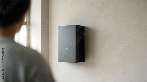Person checking home energy storage system status