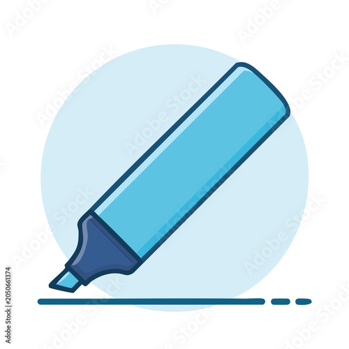 Flat design icon of a blue highlighter pen