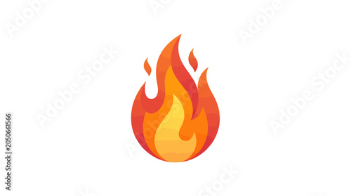 Tableau sur toile Stylized Flame Icon on White Background - Fire Symbol