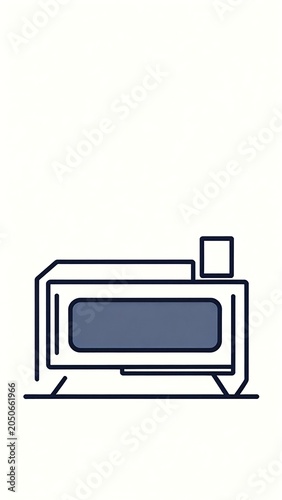 Minimalist Vector Illustration of a Neat Stack of Books with a Dark Circle Accent on a Muted Blue Background