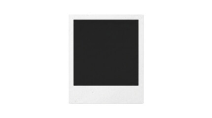 Vintage instant photo frame with blank black space, retro analog film photography mockup, classic white border photographic print isolated PNG with Transparent Background