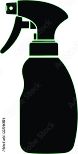Cleaning spray bottle icon vector silhouette isolated on transparent background