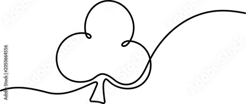 Photos Continuous line drawing of a clover leaf symbol isolated on white background