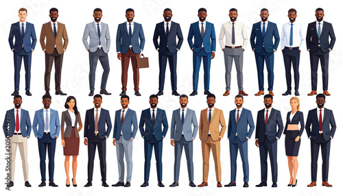 Diverse group of business professionals standing.