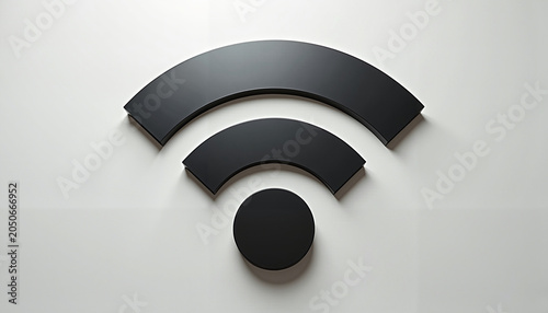 Black Wi-Fi symbol on a white background, modern design, minimalistic style
