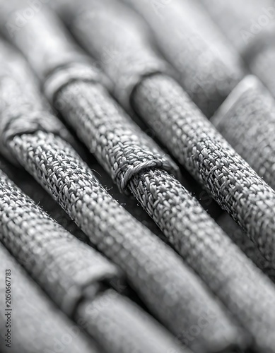 Close-up of woven bamboo sticks.