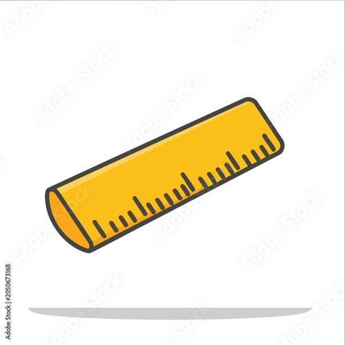A vibrant yellow ruler illustration for school and office stationery design.