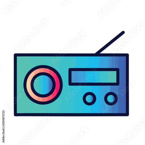 Minimalist Gradient Radio Icon for Audio Technology Concept.