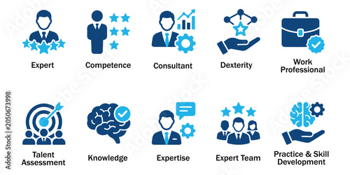 Принти на полотні Professional skill solid icons and human resource talent management elements