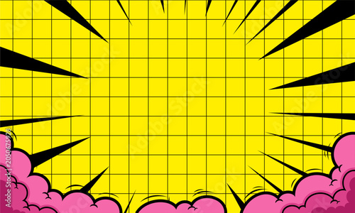 Retro comic cartoon background with cloud effect