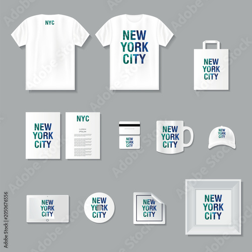 Corporate Identity Mockup Set with T-Shirt, Tote Bag, Mug, Business Card, Cap and Stationery Branding Template