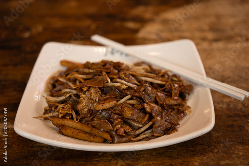 Char Kway Teow Stir-Fried Flat Rice Noodles at Hawker Centre, Singapore