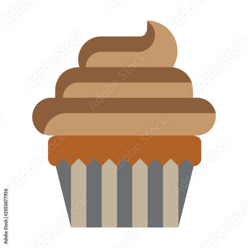 Sweet dessert chocolate cupcake vector flat icon