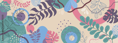 Design banner frame flower Spring background with beautiful