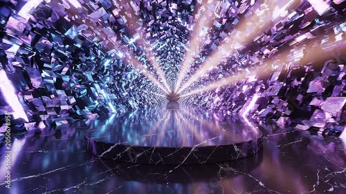 Futuristic purple light show, neon rays, abstract background, colorful explosion
