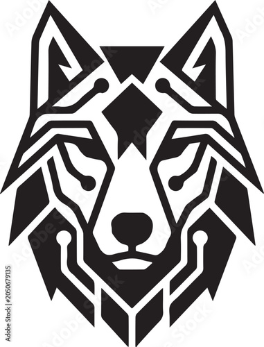 Geometric Wolf Head Animal Vector Logo