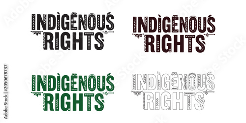 фотографія Indigenous rights typography logo set with traditional tribal elements, native c
