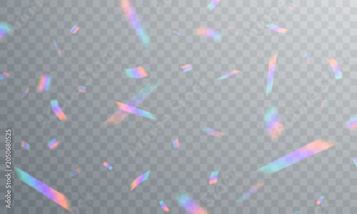 Transparent confetti effect background, colorful and sparkling. Vector illustration for festive and holiday decoration.