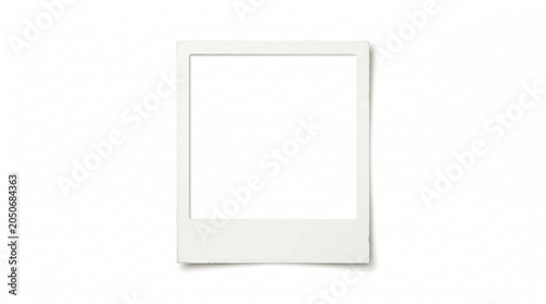 Vintage instant photo frame with white border, blank analog film photography mockup, retro paper picture frame for memory and nostalgia isolated on White Background