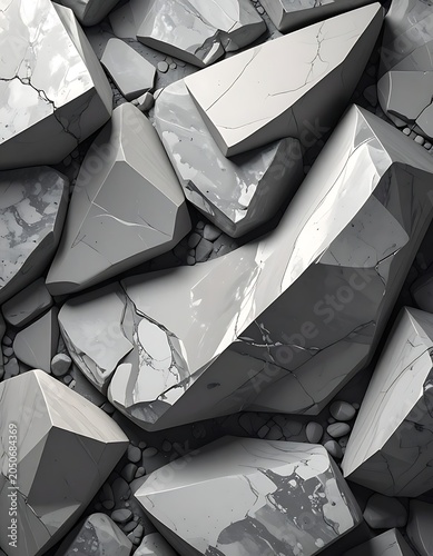 Gray rocks and stones fragments closeup.