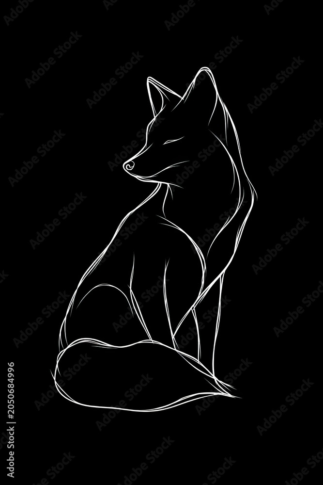 Fototapeta premium minimalist outline of a fox