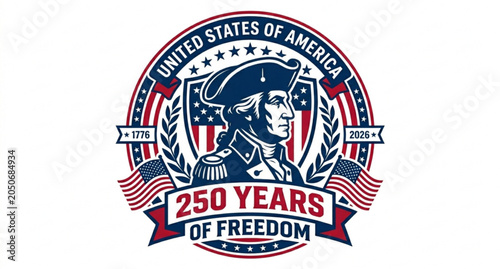 Obraz na plátně american flag stamp Vintage American 250 Years of Freedom Logo Featuring George