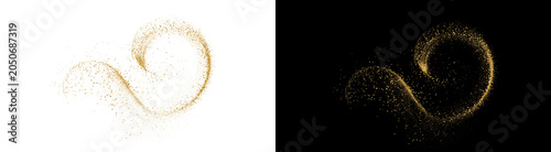 Fotografija Golden glitter swirl forming a beautiful decorative wave composed of tiny sparkl