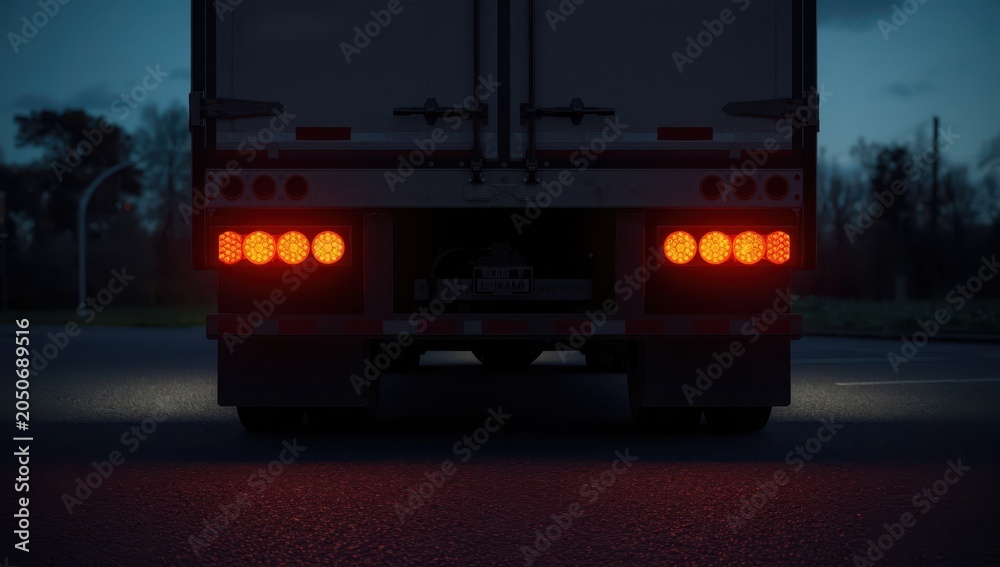 Fototapeta premium Trailer rear with lights and reflectors.