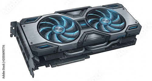 High Performance Graphics Card Vector with Dual Cooling Fans for Gaming and Creative Workflows