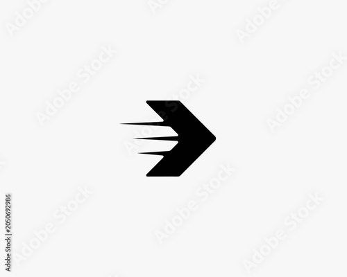 Black Arrow Speed Motion on White Background