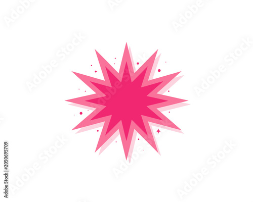 Pink Starburst Explosion on White Background
