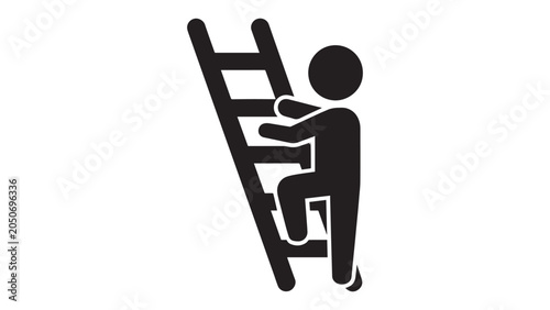 Person climbing up a stepladder pictogram representing career progress and personal growth