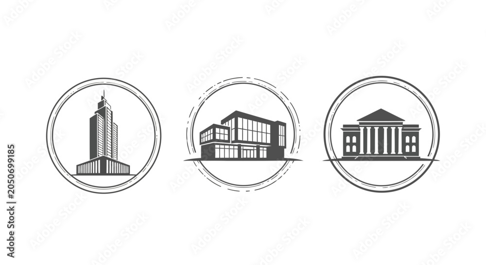 Fototapeta premium Architectural icons skyscrapers modern buildings and classic structures