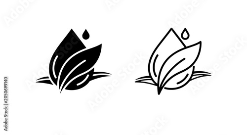 Slika na platnu Eco friendly water drop on a fresh green leaf icon symbolizing nature and purity