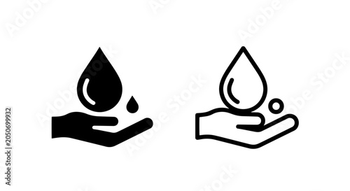 Foto Hand holding water drop icon for conservation, hydration, and purity concepts ve