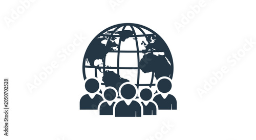 Картината върху платно People Silhouettes in Front Globe.