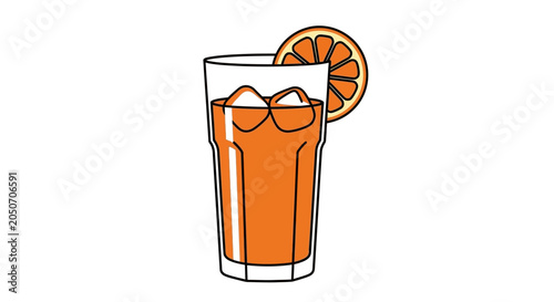 Obraz na plátne Orange drink with ice cubes.