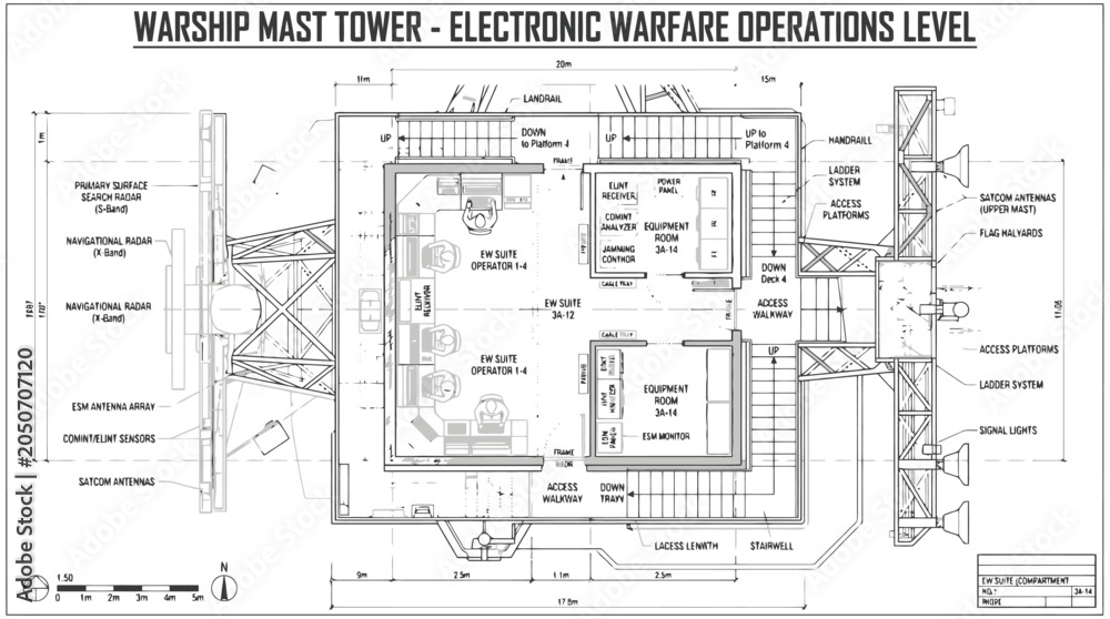 Fototapeta premium Vertical parking tower architectural blueprint, circular ground floor plan for automated car garage, technical schematic of smart parking system