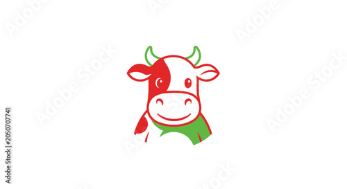 Cuadro en lienzo Red and white cow head portrait.
