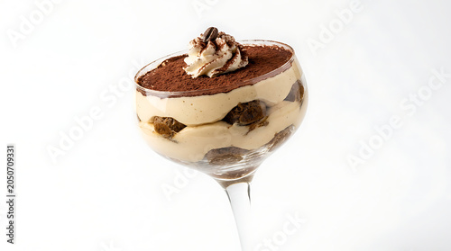 Tiramisu Dessert In Glass Photo On White Background