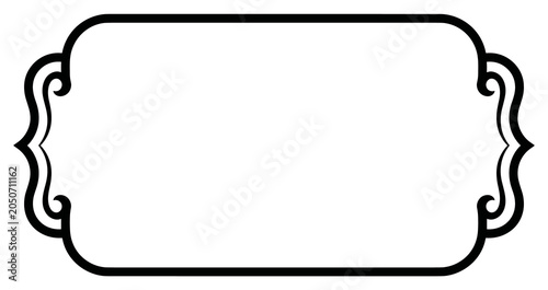 Schilderij op canvas Black Rounded Label Frame with Curly Bracket Side Decoration
