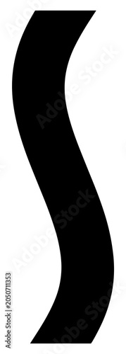 Obraz na plátně Black Vertical Wavy Shape with Minimal Smooth Curve Silhouette