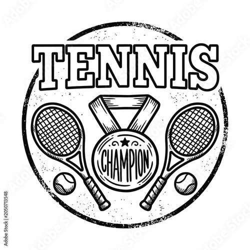 Black and white tennis champion logo with rackets and balls Tennis 2026, US Open Tennis 2026, US Open Tennis, Tennis Poster Design, Wimbledon Championships