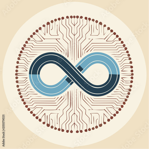 Infinity symbol with circuit board pattern