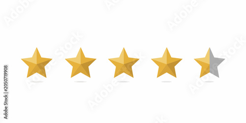 Golden Stars Rating on White Background