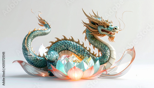 Dragon sculpture on lotus flower