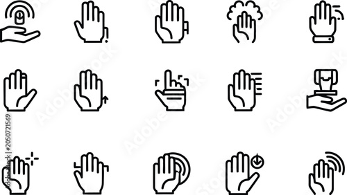 Tableau sur toile Hand gesture icons set security control communication and technology