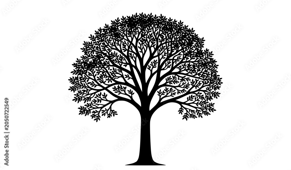 Obraz premium Elegant Tree Silhouette Flat Vector Design for Nature and Landscape Themes