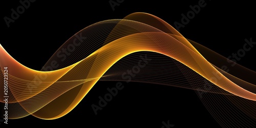 Fotografie Abstract image of creative glittering gold wave curvy line design elements with