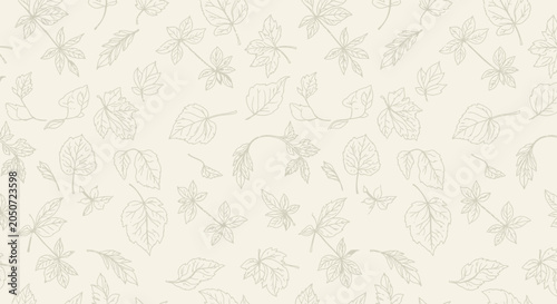 Elegant botanical leaf pattern on cream background for seamless design